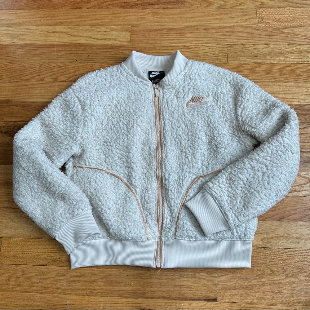Nike Sportswear High Pile Fleece Shine Bomber Girls Jacket Sz L